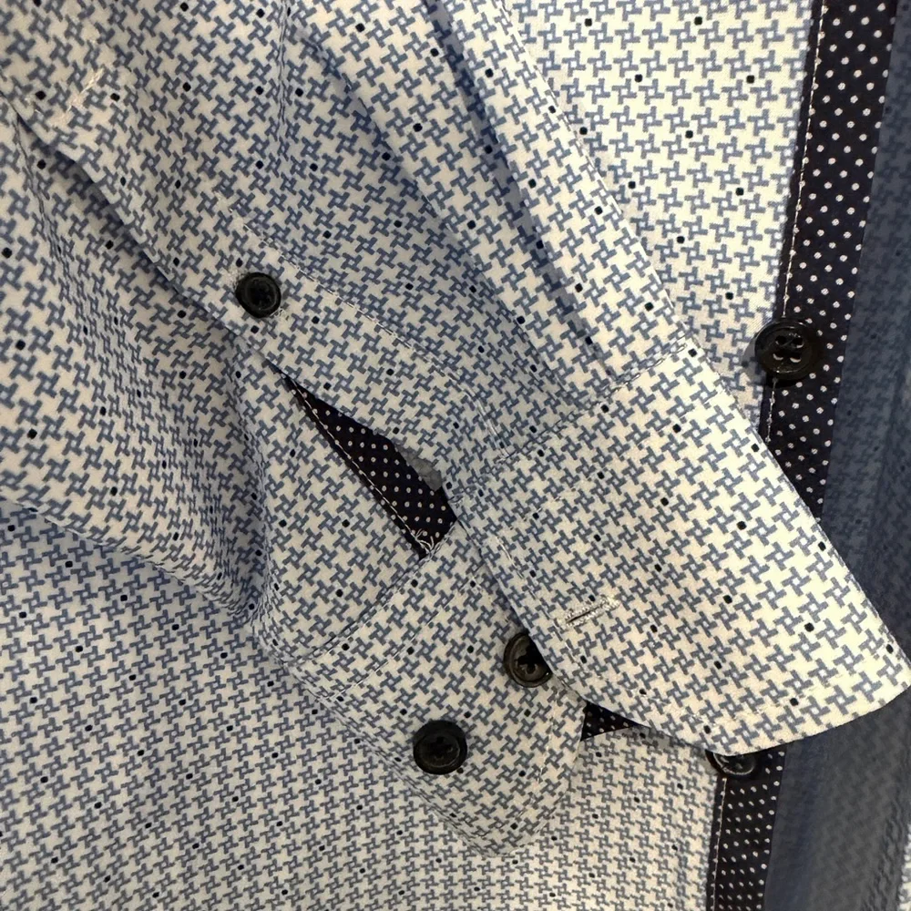 WRK Men's Blue Patterned Shirt - Picture 3 of 6